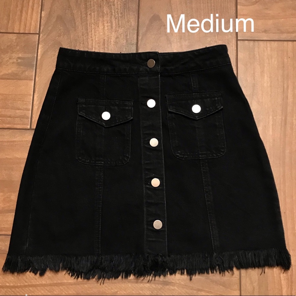 Black Denim Skirt - Picture 1 of 3